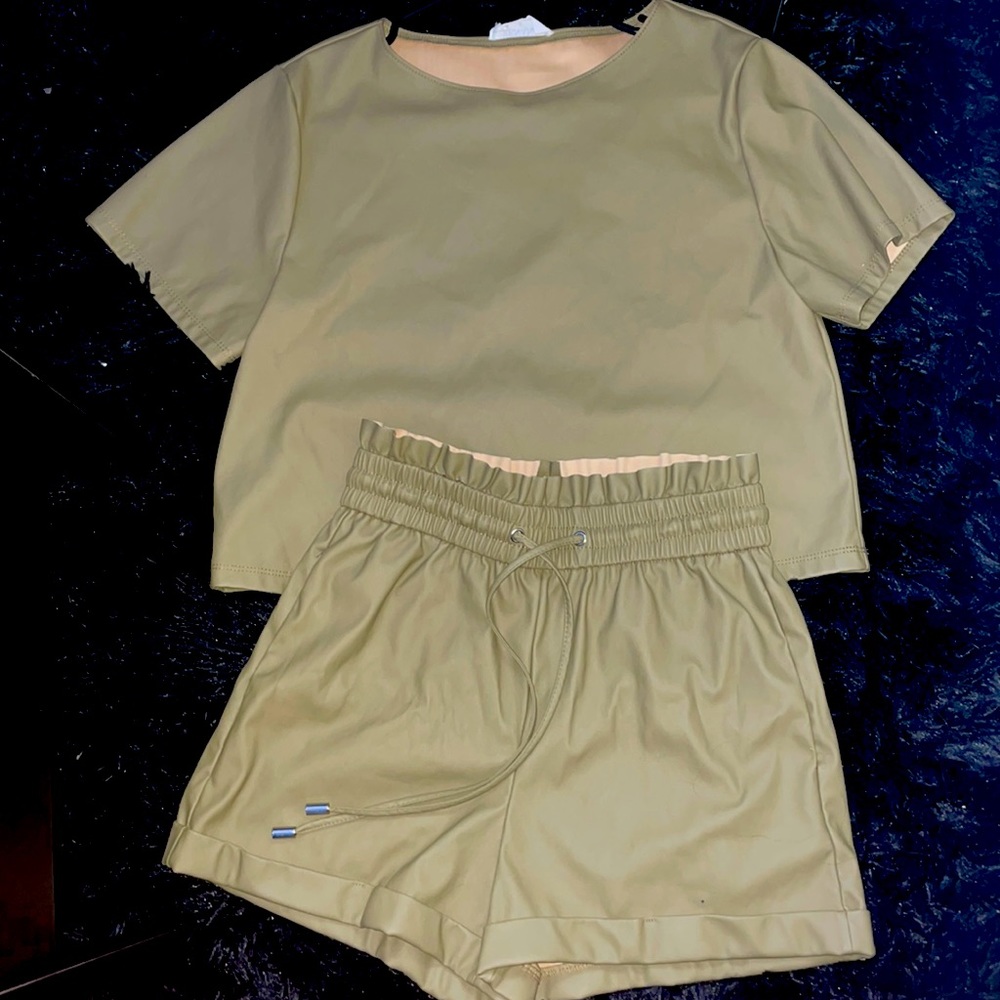 Leather Crop Top & Short Set